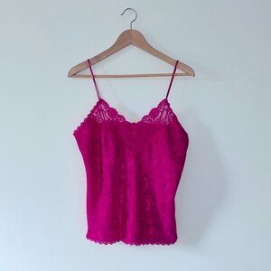 Vintage Lace Satin Camisole Hot Pink